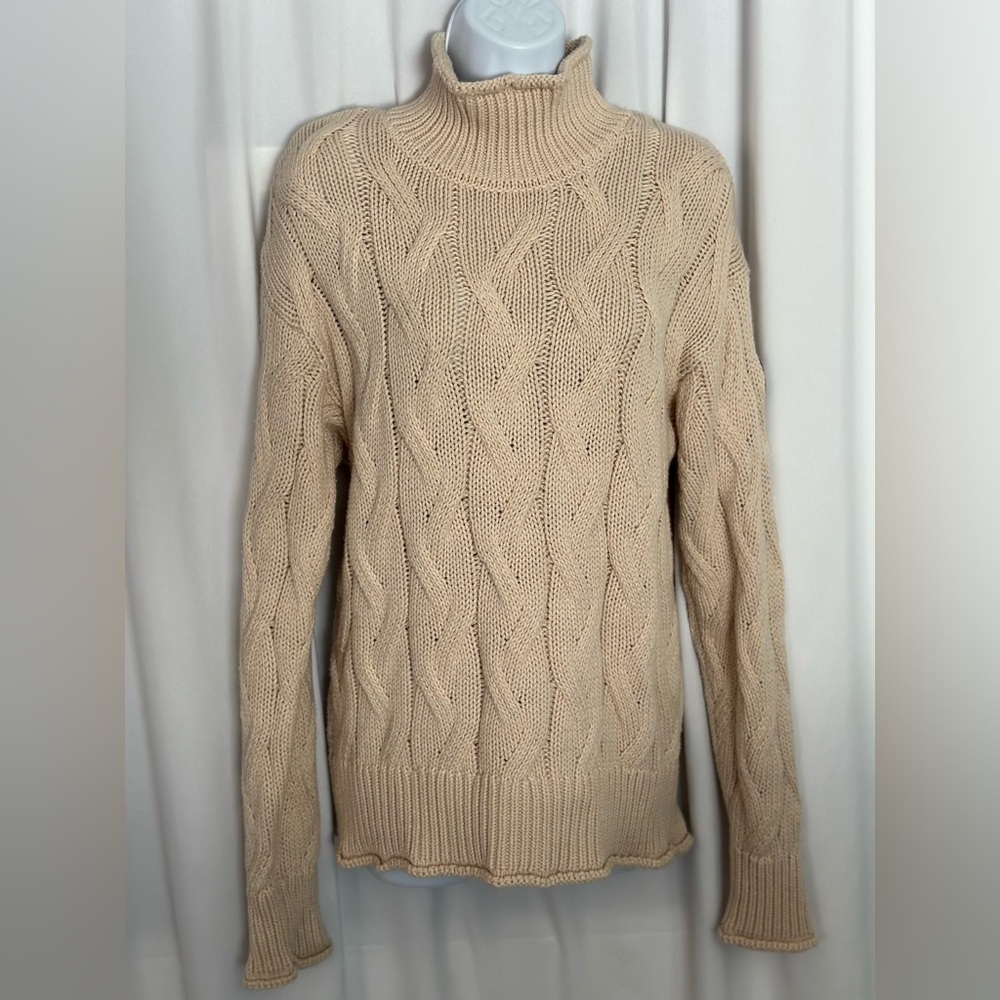 Dover Saddlery Cream Cable Knit Turtleneck Sweater (867)
